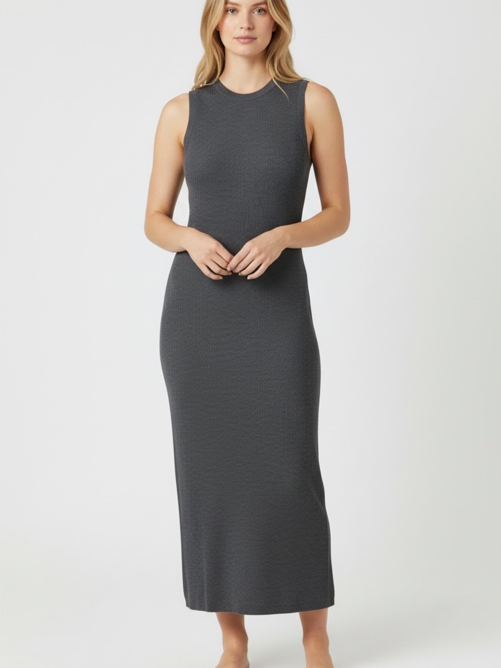 Jenni Kayne Gray Cotton Cashmere Maxi Sweater Sleeveless Dress Quiet Luxury XL